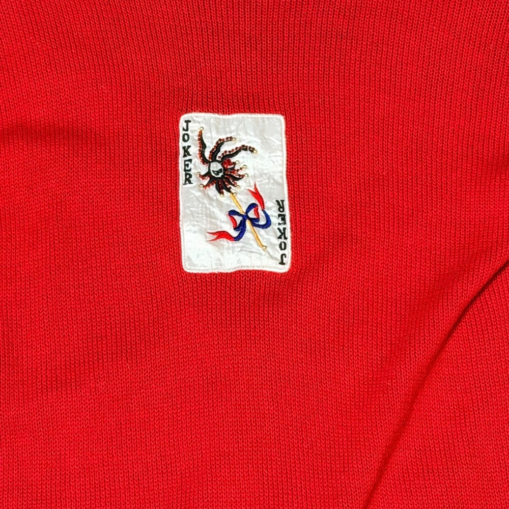 Raffia Vintage Red Playing Card Novelty Knit Cardigan Sweater Poker Casino XL - Picture 4 of 5
